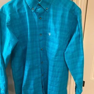 Men's Teal Button-Down Long Sleeve Shirt Medium